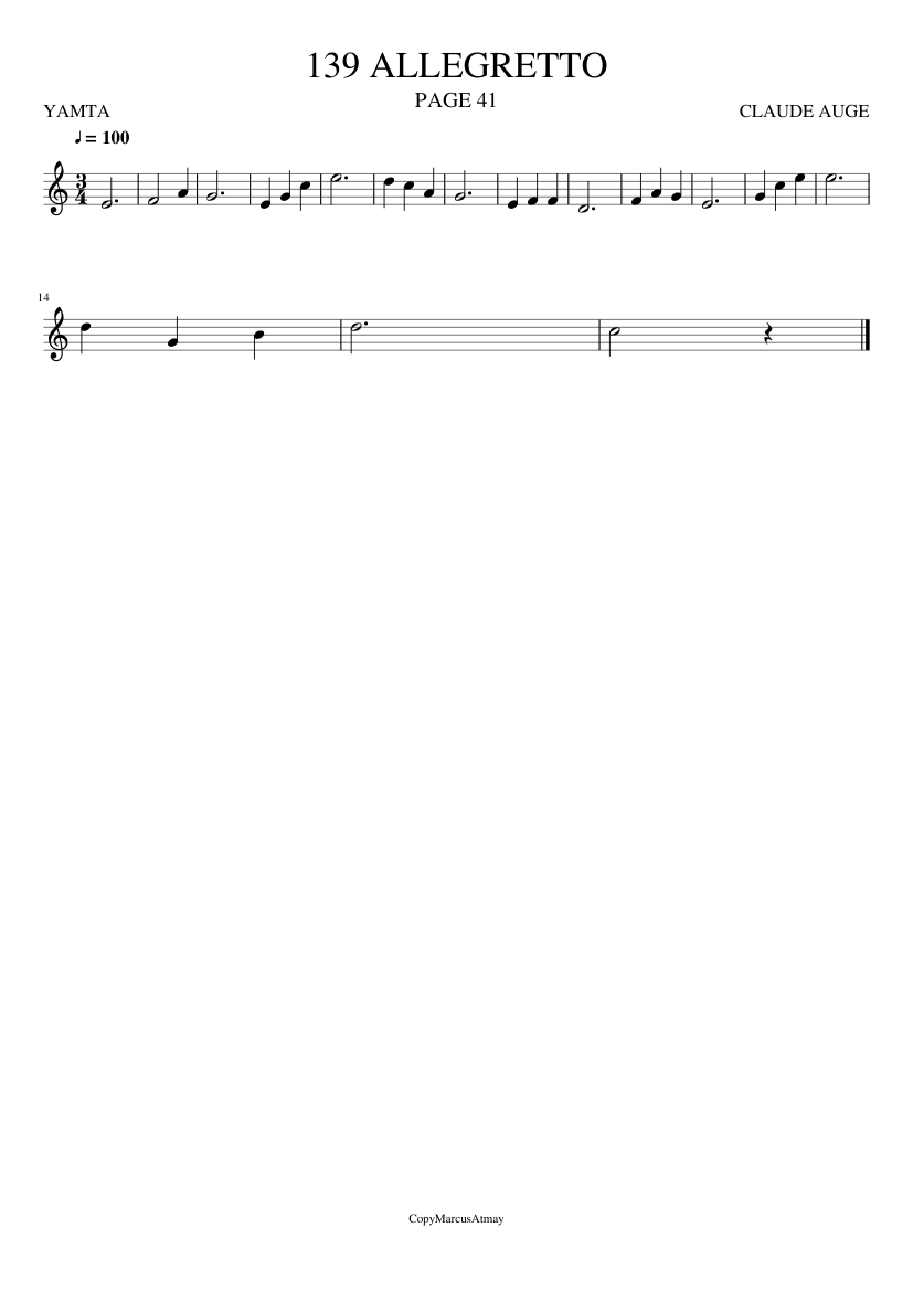 139 ALLEGRETTO - piano sheet music page 1