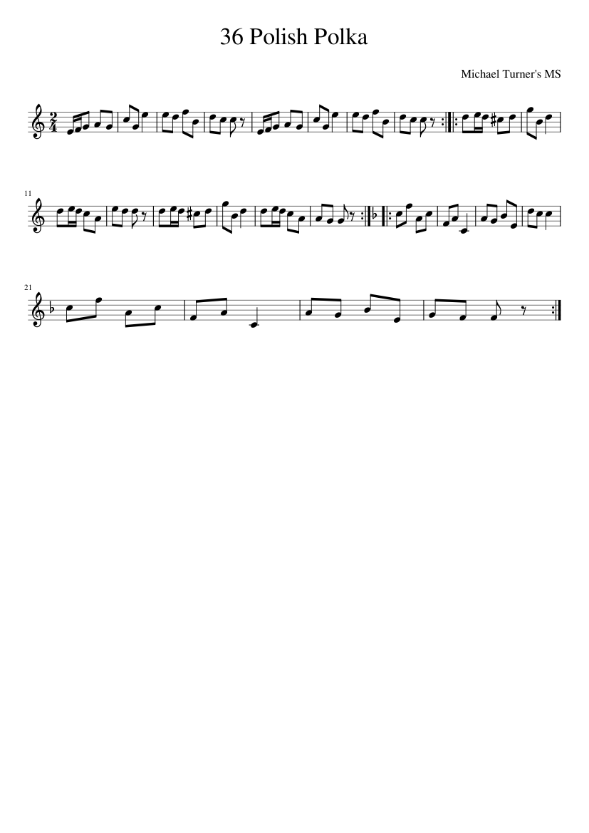 36 Polish Polka - piano sheet music page 1