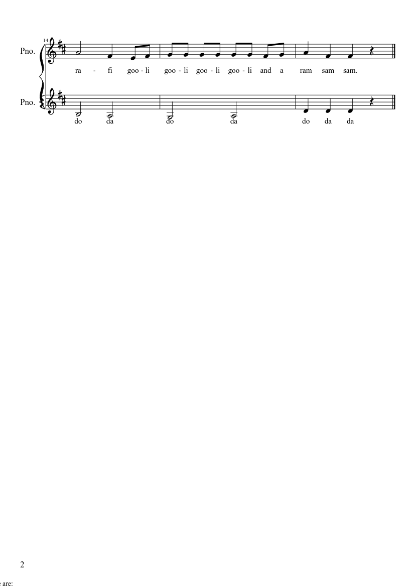 A Ram Sam Sam as a Round - piano sheet music page 2