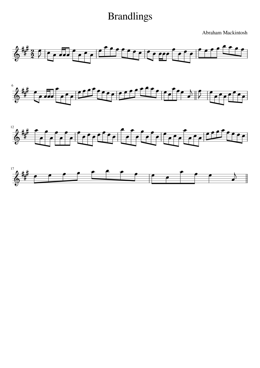 Abraham Mackintosh - Brandlings - piano sheet music page 1