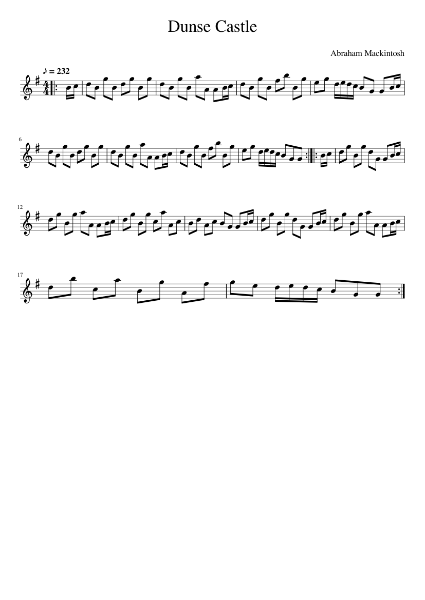 Abraham Mackintosh - Dunse Castle - piano sheet music page 1