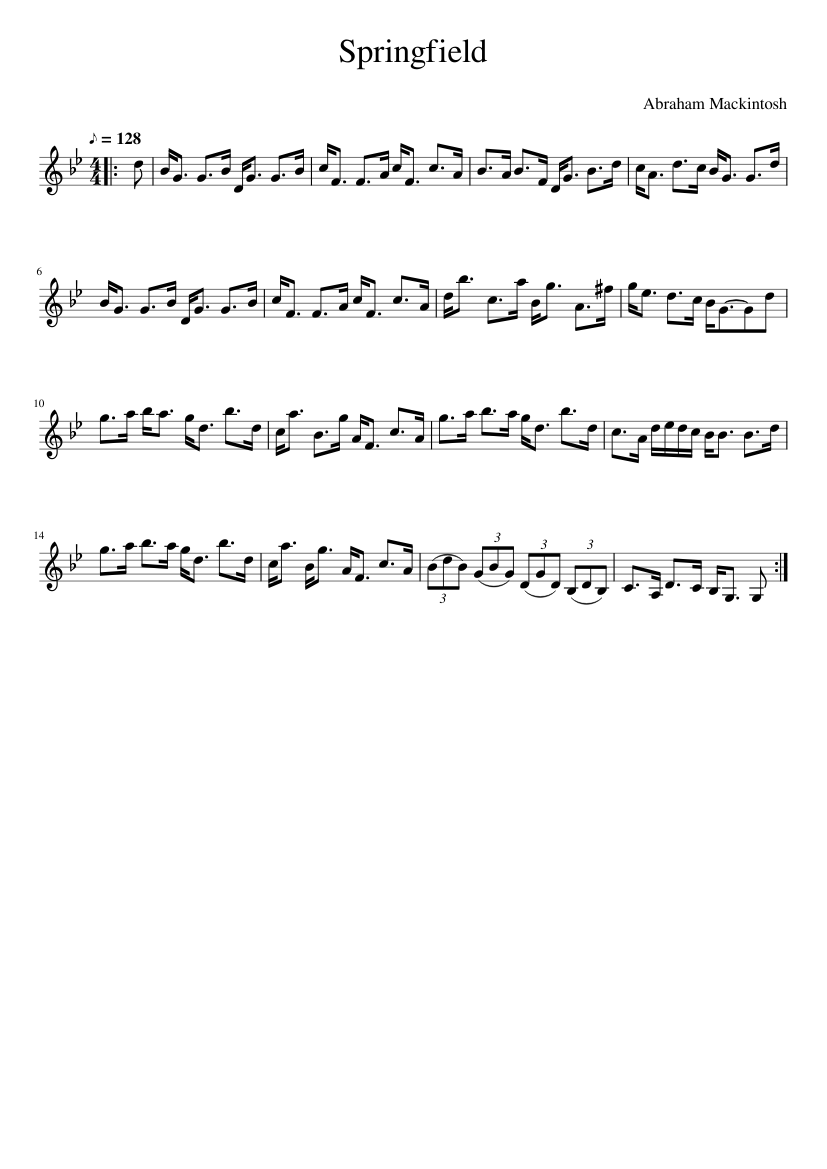 Abraham Mackintosh - Springfield - piano sheet music page 1