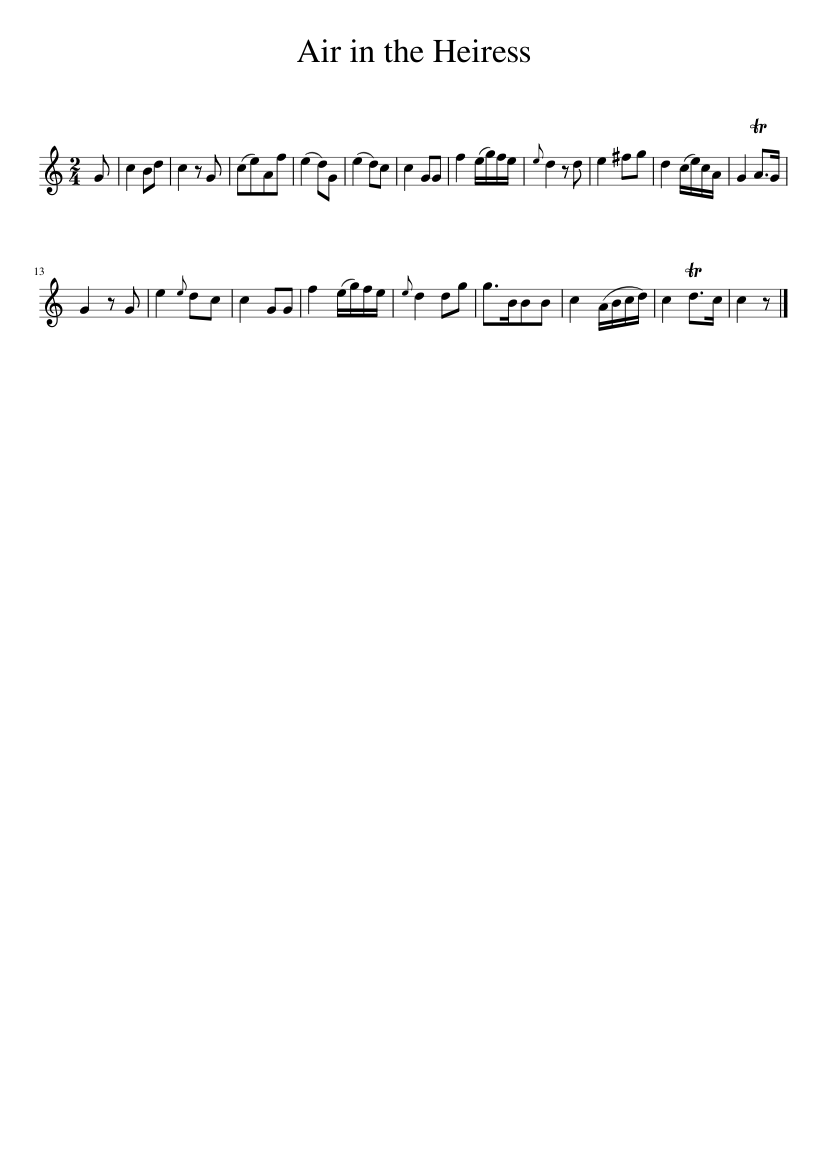 Air in the Heiress - piano sheet music page 1