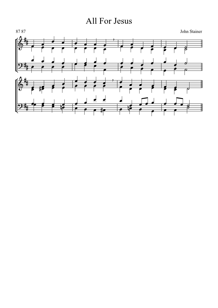 All For Jesus - piano sheet music page 1