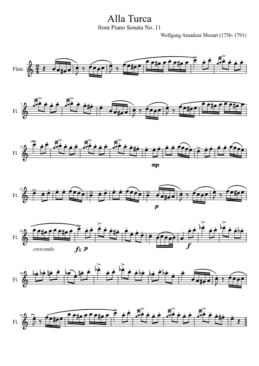 Alla Turca - piano sheet music page 1