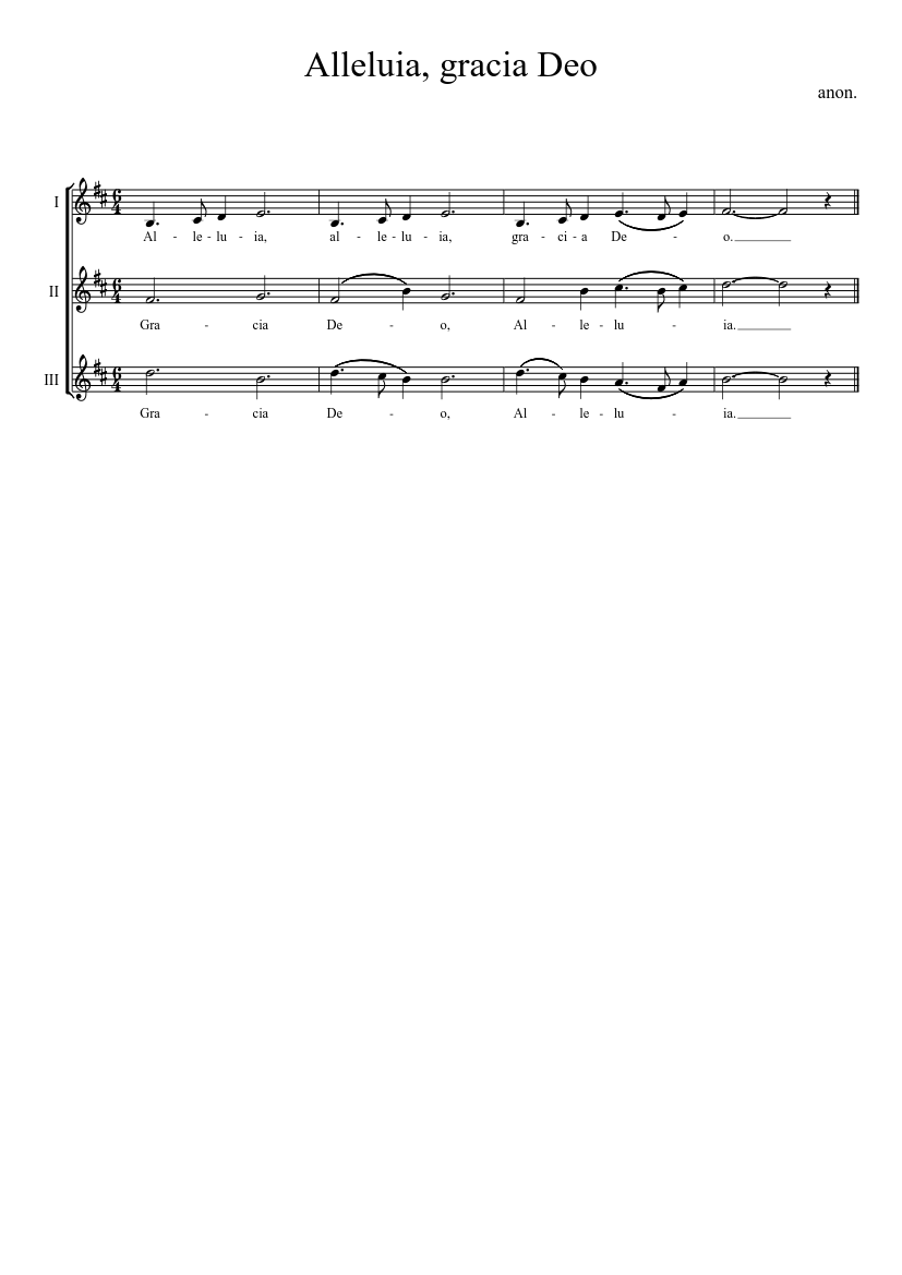 Alleluia, gracia Deo - piano sheet music page 1