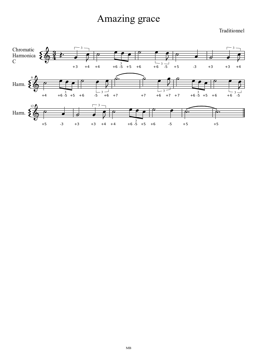 Amazing grace - piano sheet music page 1