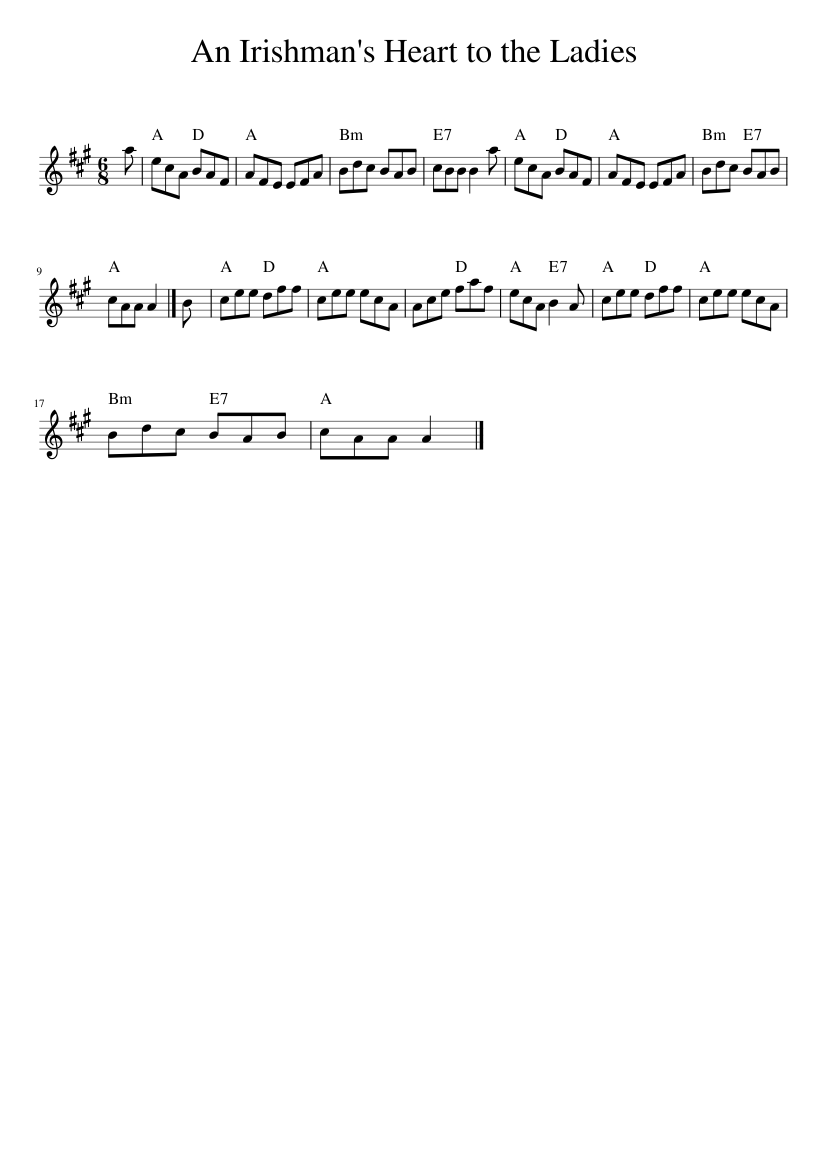 An Irishman's Heart to the Ladies - piano sheet music page 1
