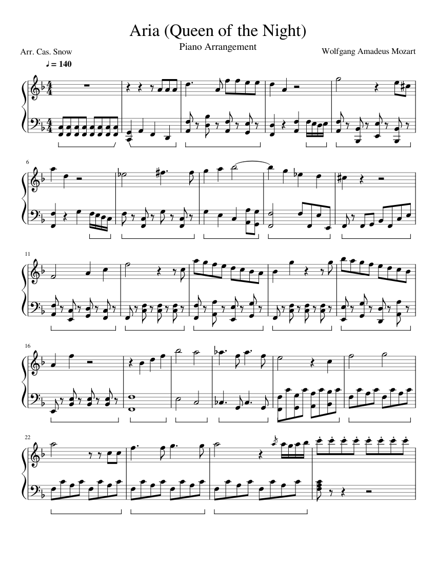 Aria (Queen of the Night) - piano sheet music page 1