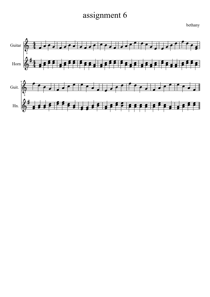 assignment 6 - piano sheet music page 1