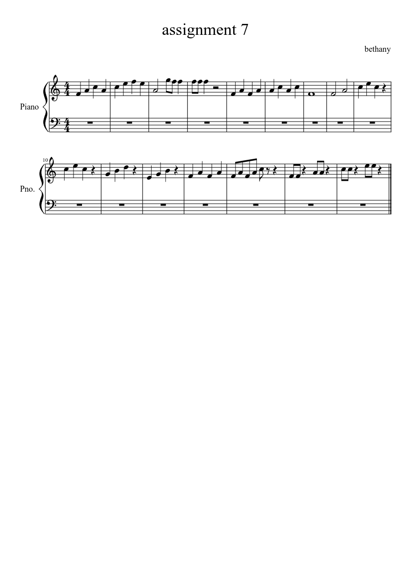 assignment bl - piano sheet music page 1