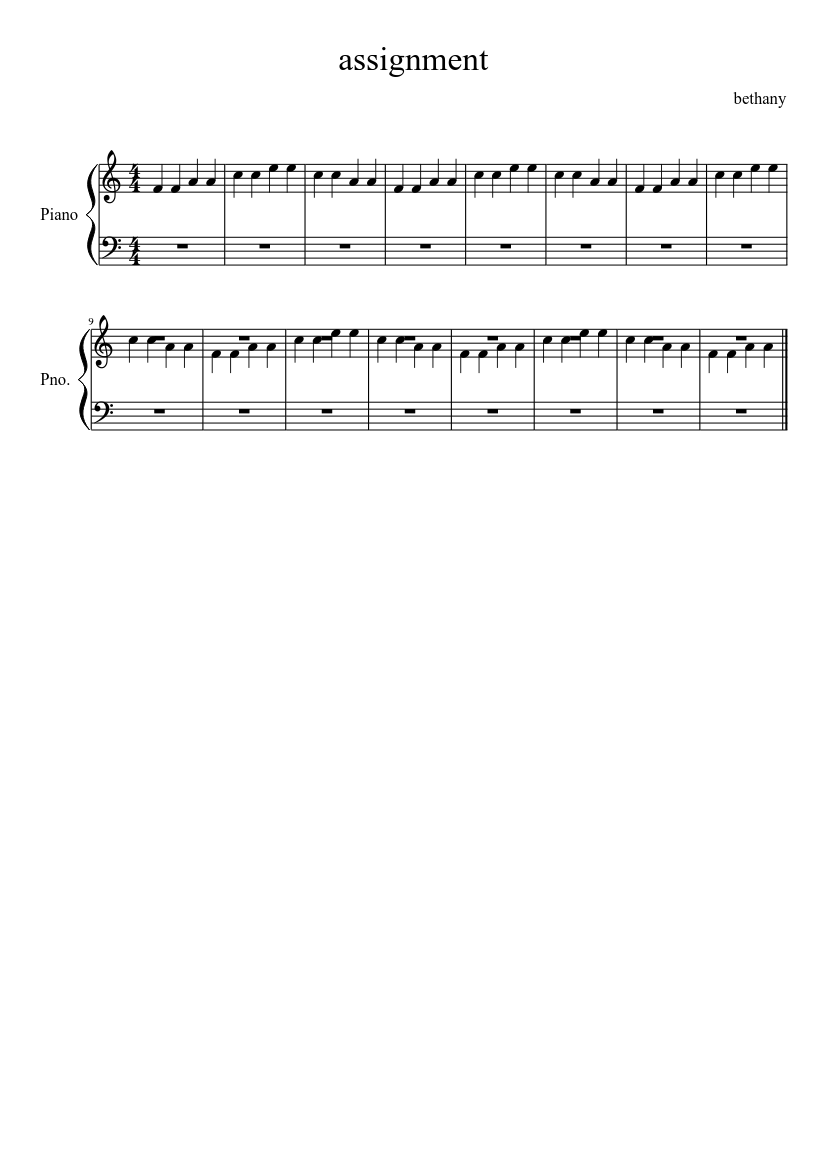 assignment5 bl - piano sheet music page 1