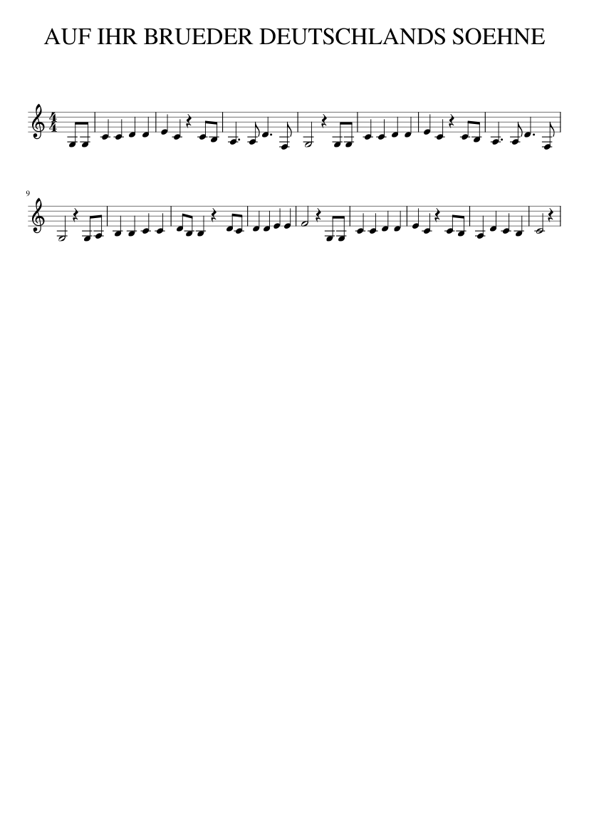 AUF IHR BRUEDER DEUTSCHLANDS SOEHNE - piano sheet music page 1
