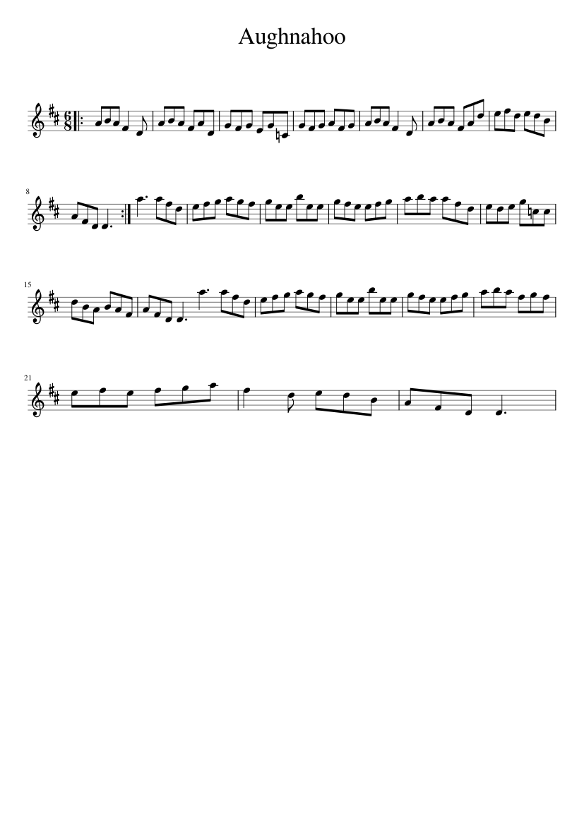 Aughnahoo - piano sheet music page 1