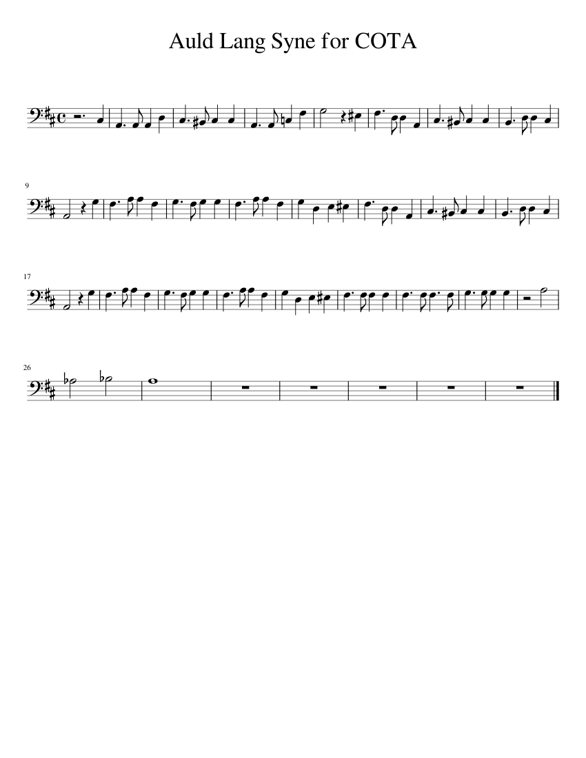 Auld Lang Syne for COTA - piano sheet music page 1