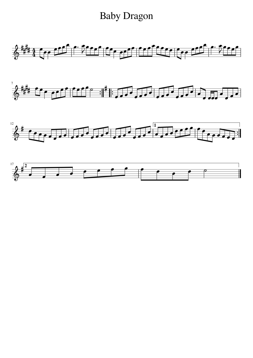 Baby Dragon - piano sheet music page 1