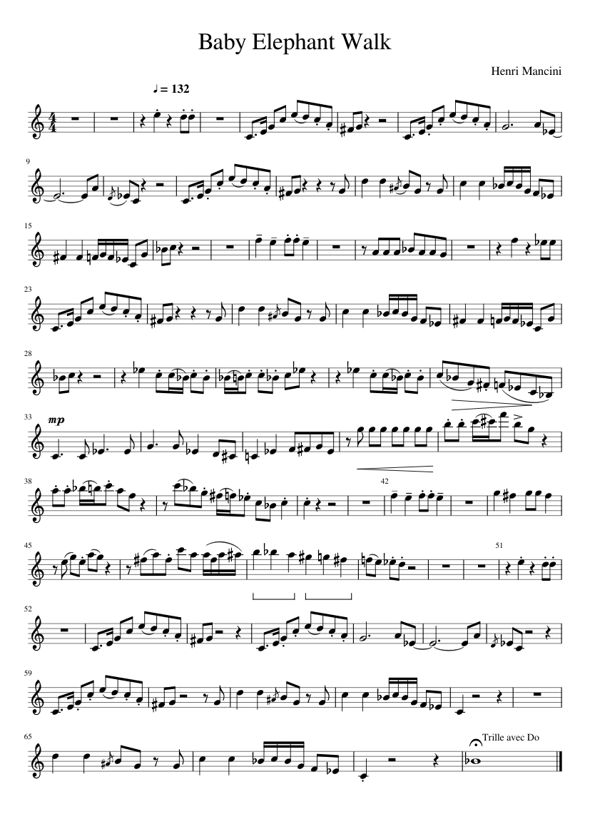Baby Elephant Walk - piano sheet music page 1