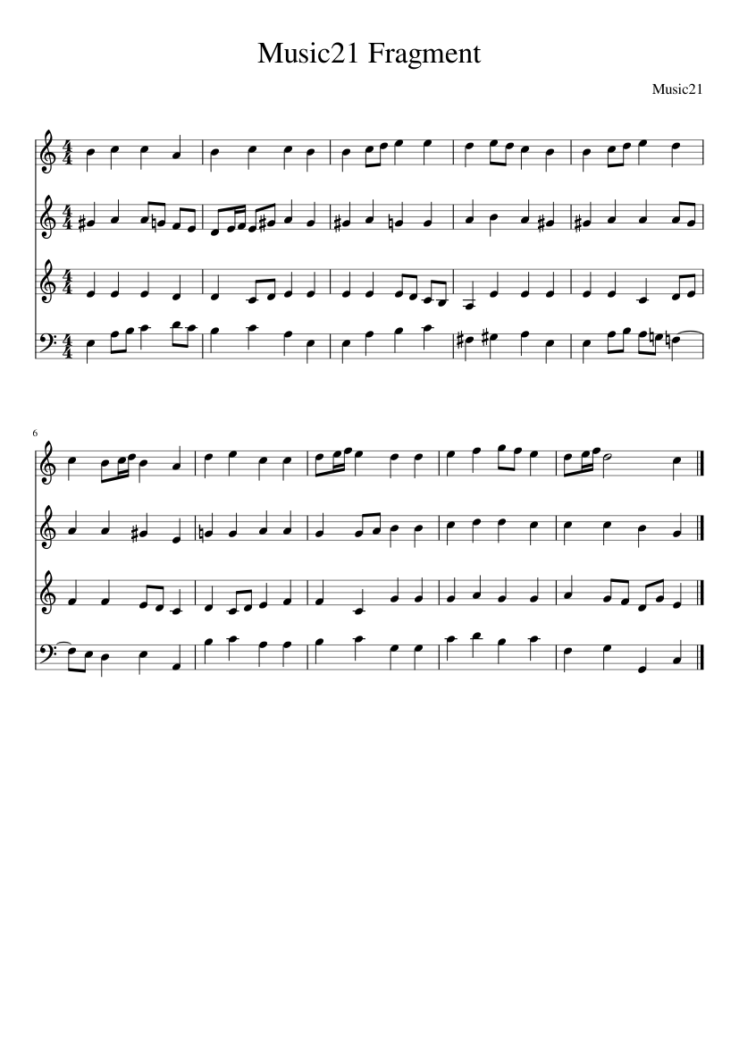Bach Chorale by DeepBach AI - piano sheet music page 1