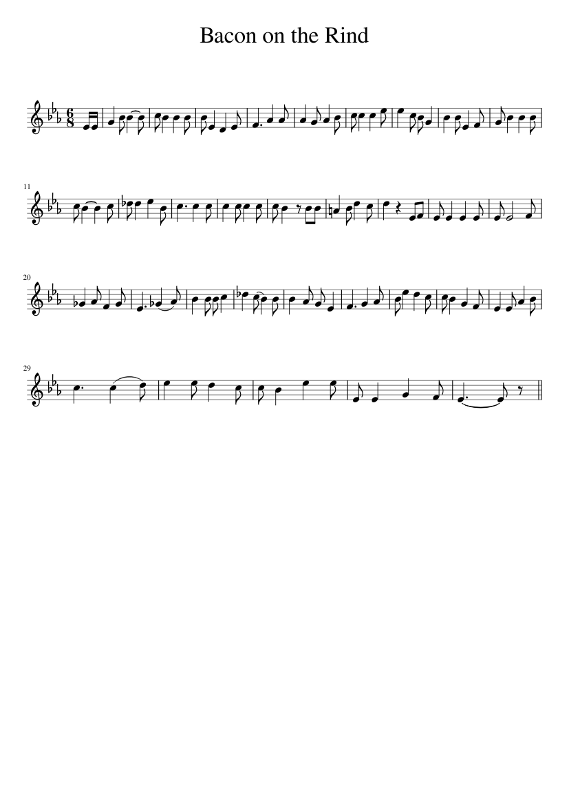 Bacon on the Rind - piano sheet music page 1