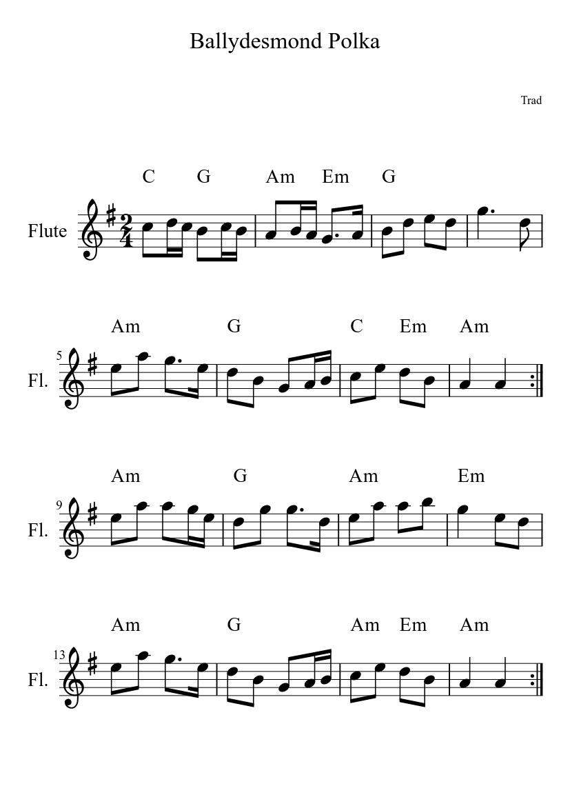 Ballydesmond Polka - piano sheet music page 1