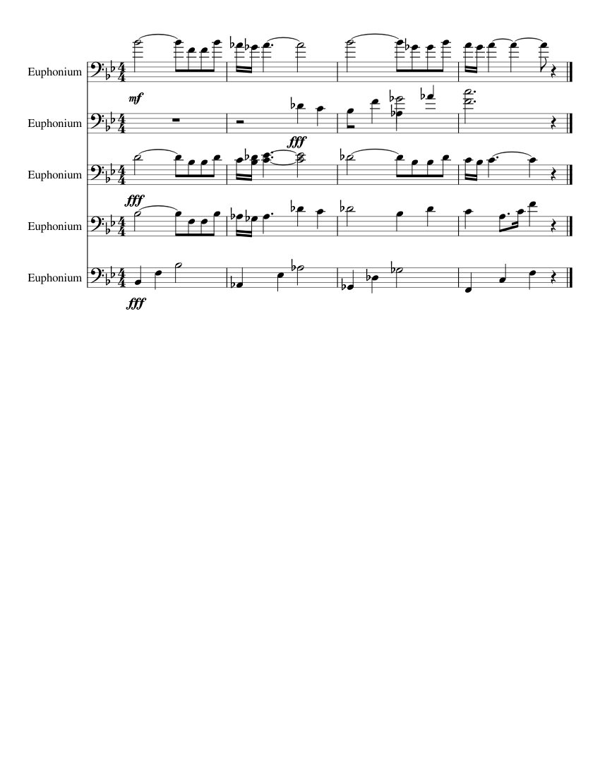baritone fanfare - piano sheet music page 1