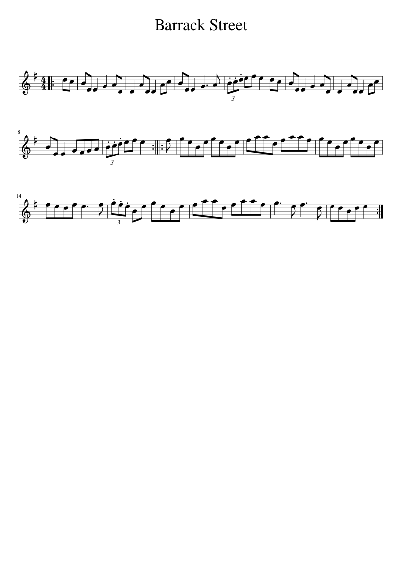 Barrack Street - piano sheet music page 1