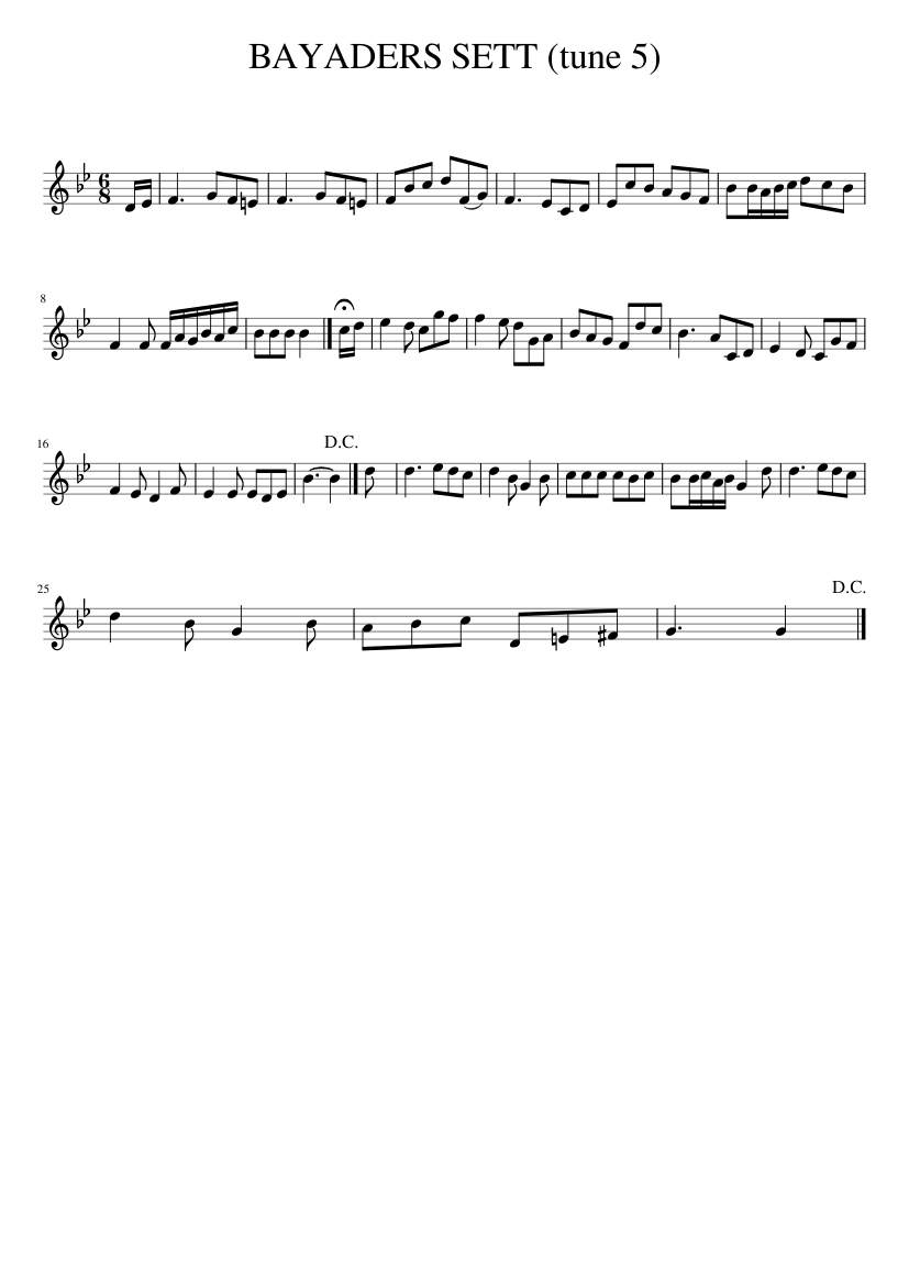 BAYADERS SETT (tune 5) - piano sheet music page 1