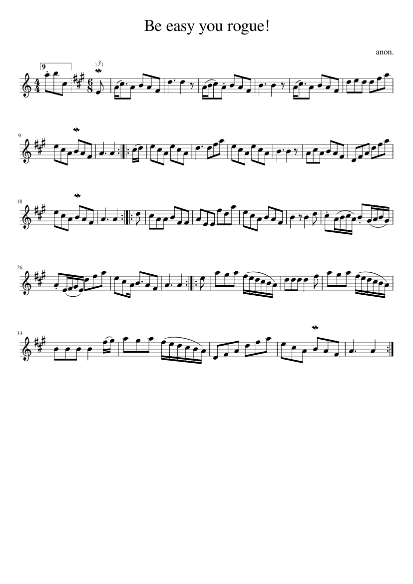 Be easy you rogue! - piano sheet music page 1