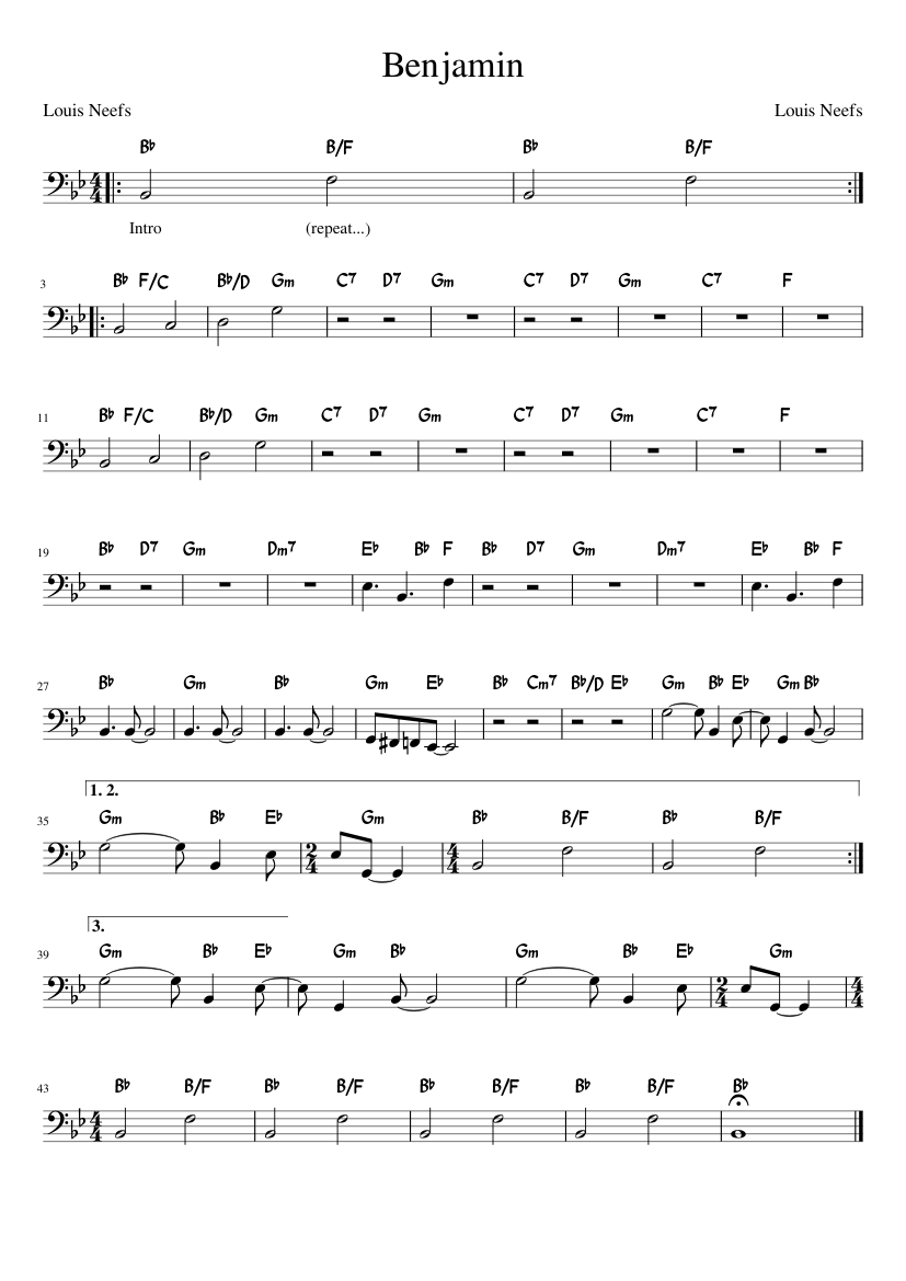 Benjamin - piano sheet music page 1