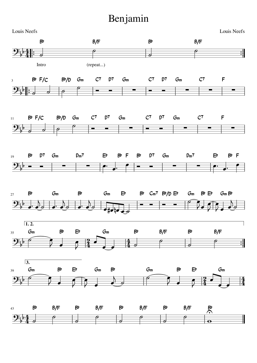 Benjamin - piano sheet music page 1