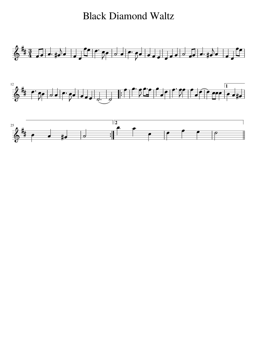 Black Diamond Waltz - piano sheet music page 1