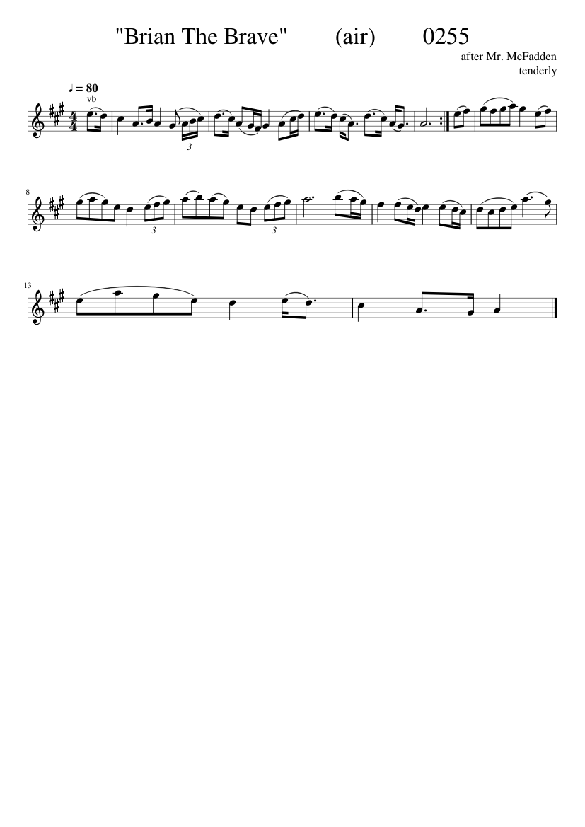 "Brian The Brave"        (air)        0255 - piano sheet music page 1