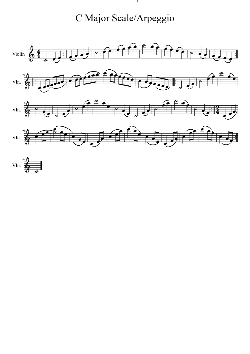 C Major Scale/Arpeggio - piano sheet music page 1