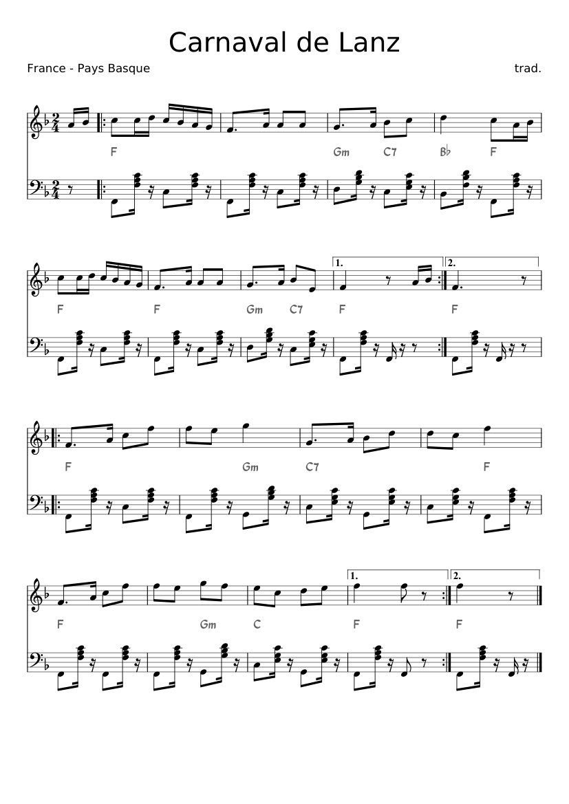 Carnaval de Lanz - piano sheet music page 1