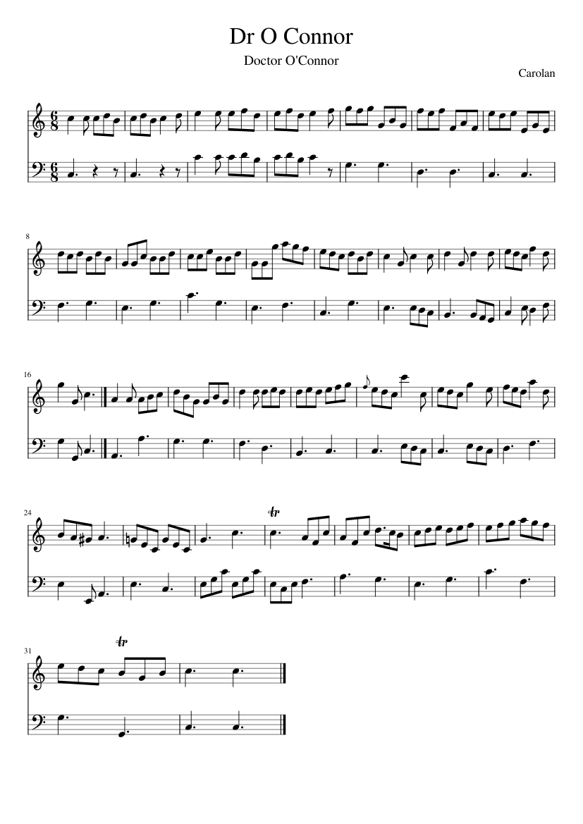 Carolan - Dr O Connor - piano sheet music page 1