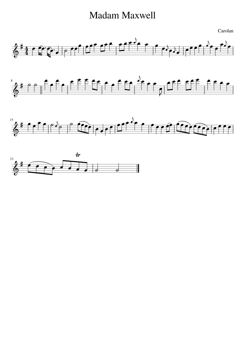 Carolan - Madam Maxwell - piano sheet music page 1