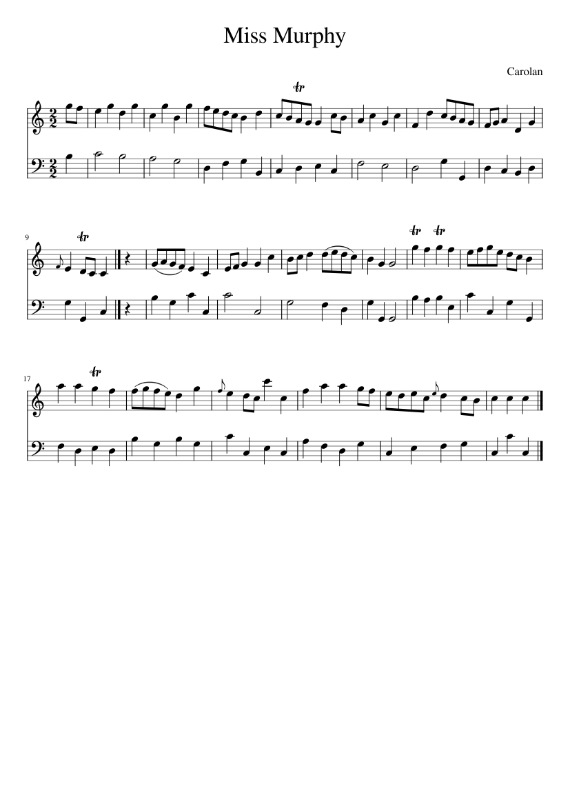 Carolan - Miss Murphy - piano sheet music page 1