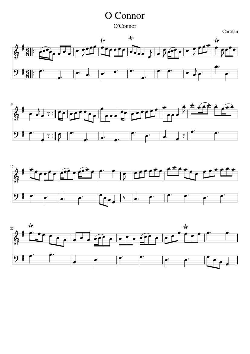 Carolan - O Connor - piano sheet music page 1