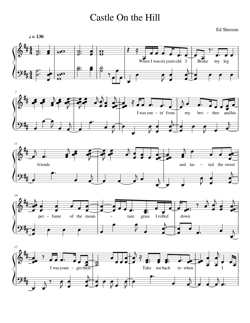 Castle On the Hill - piano sheet music page 1