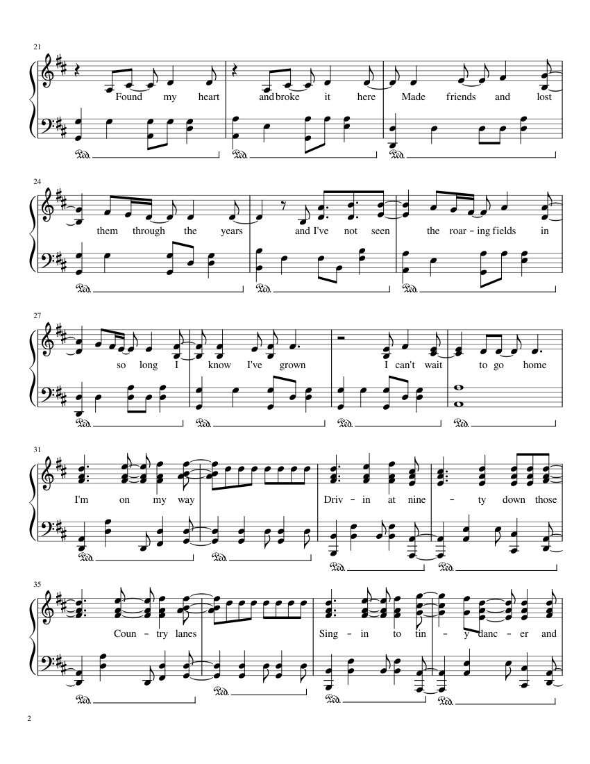 Castle On the Hill - piano sheet music page 2