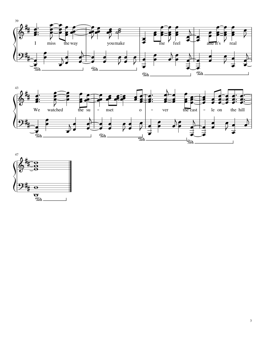 Castle On the Hill - piano sheet music page 3