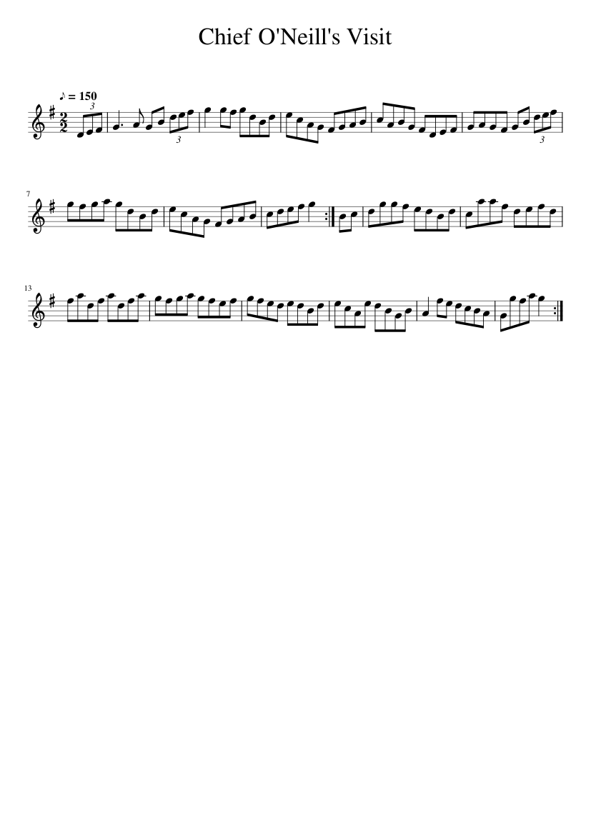 Chief O'Neill's Visit - piano sheet music page 1