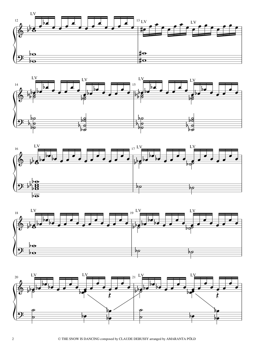 Children's Corner: The Snow is Dancing (for English Handbells) - Claude Debussy - piano sheet music page 2