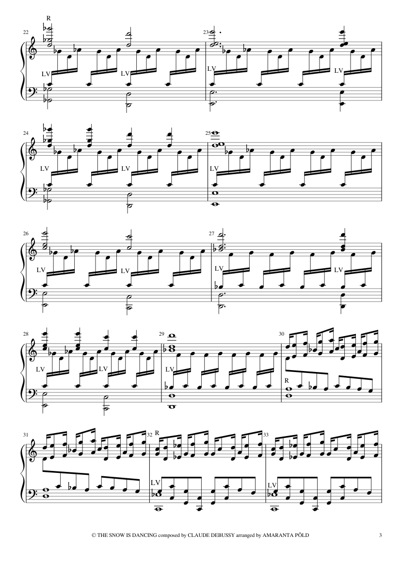 Children's Corner: The Snow is Dancing (for English Handbells) - Claude Debussy - piano sheet music page 3