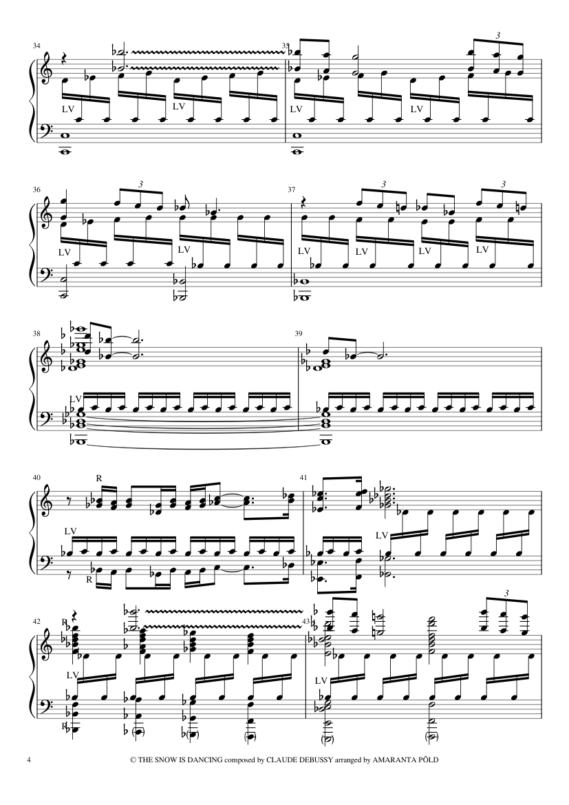 Children's Corner: The Snow is Dancing (for English Handbells) - Claude Debussy - piano sheet music page 4