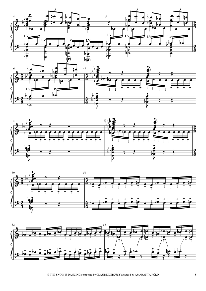 Children's Corner: The Snow is Dancing (for English Handbells) - Claude Debussy - piano sheet music page 5