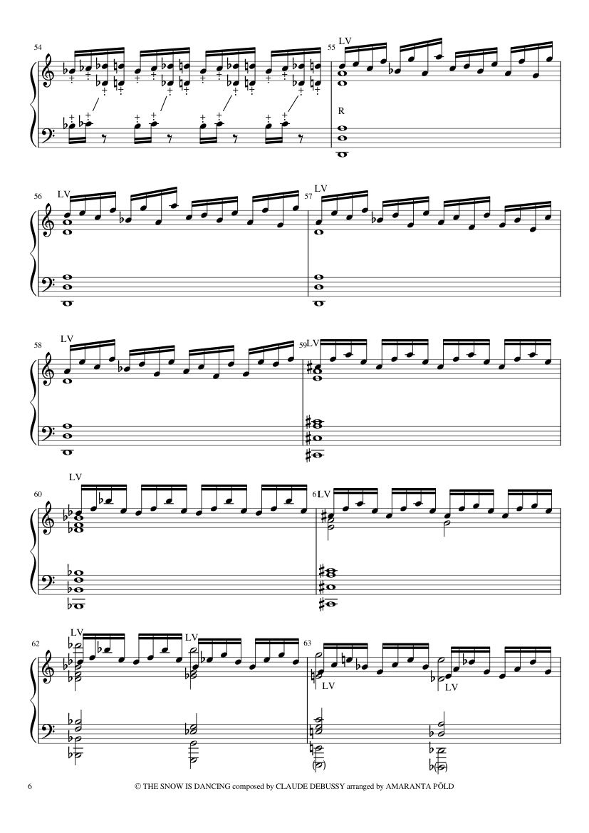 Children's Corner: The Snow is Dancing (for English Handbells) - Claude Debussy - piano sheet music page 6