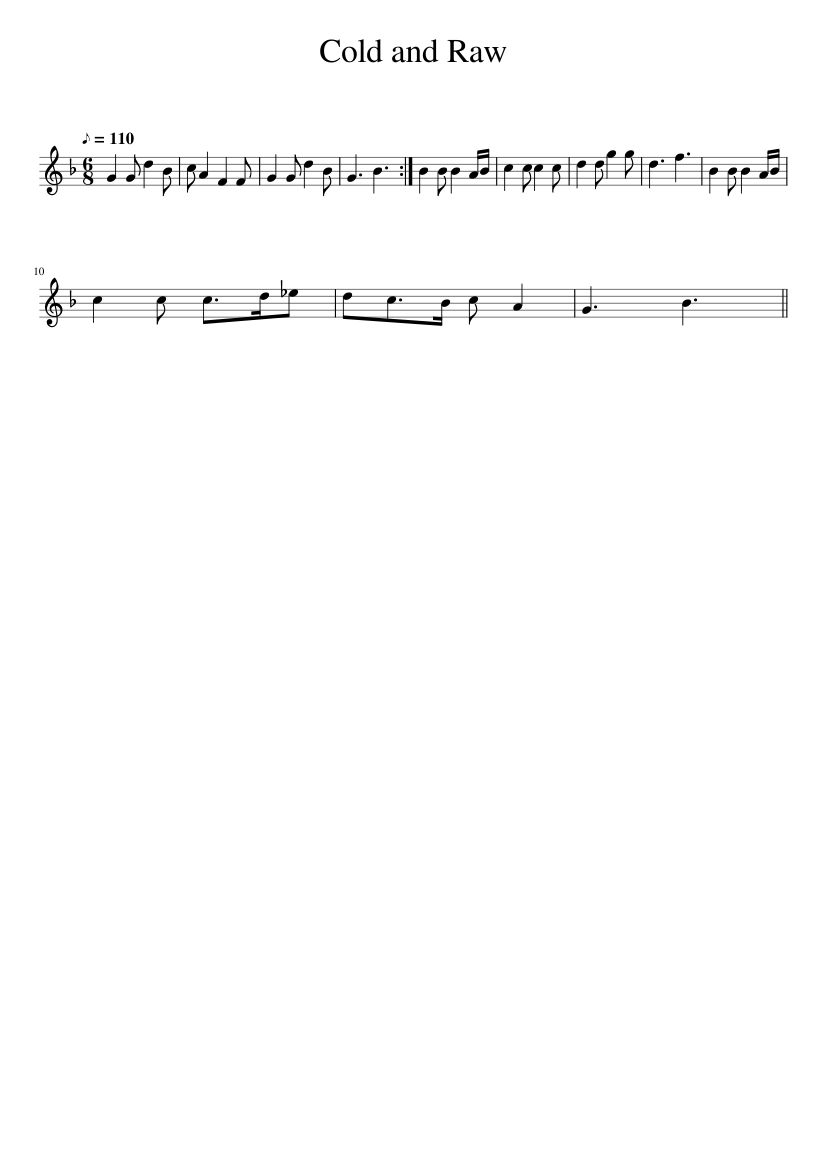 Cold and Raw - piano sheet music page 1