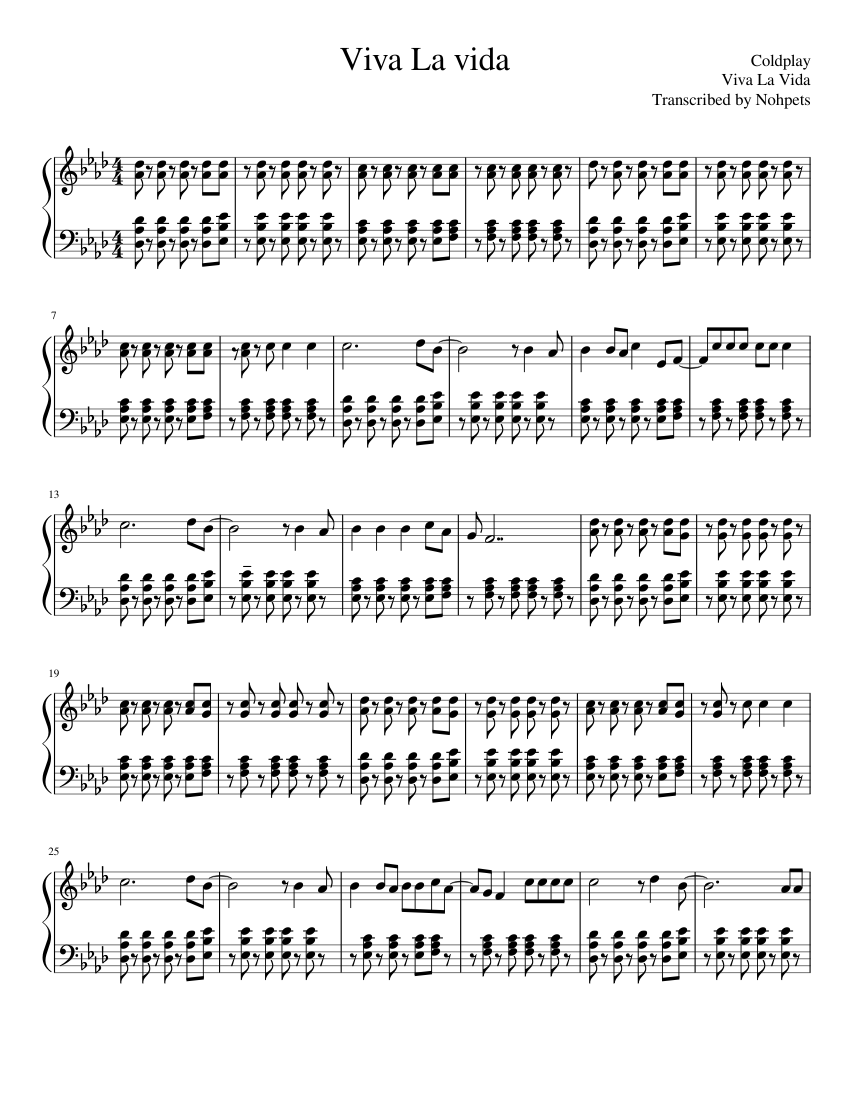 ColdPlay- Viva la vida - piano sheet music page 1