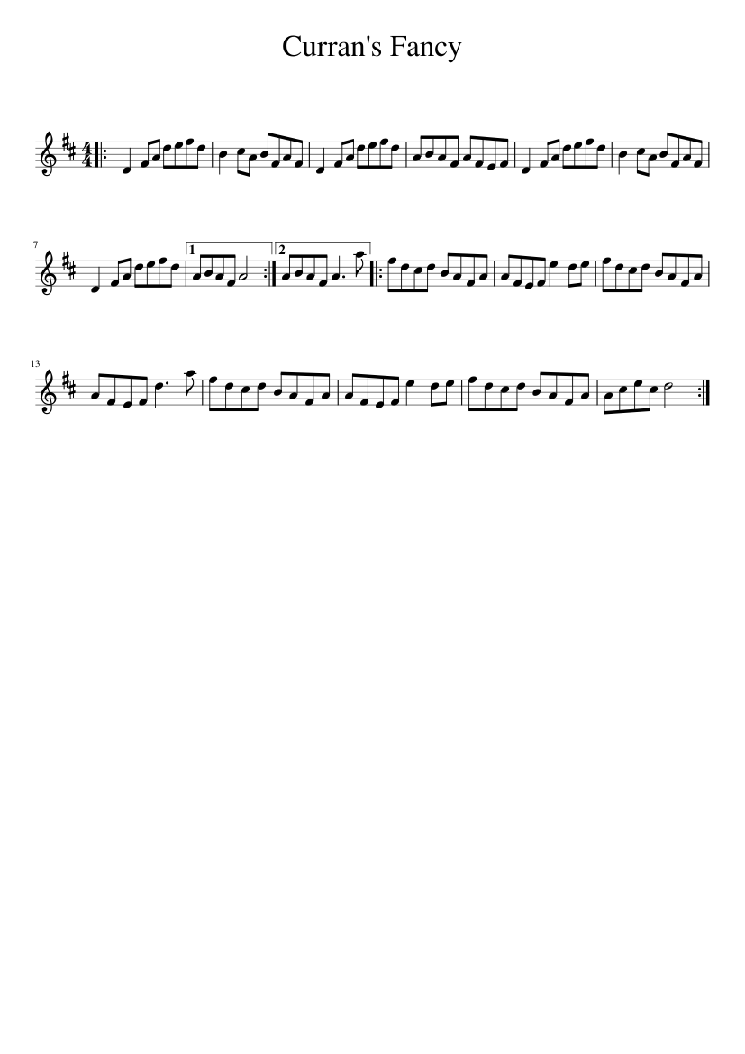 Curran's Fancy - piano sheet music page 1